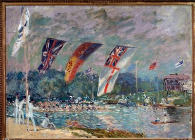 イギリス、モレシーのレガッタ - 油彩・キャンバス 作： Alfred Sisley