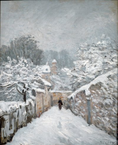 ルーヴシエンヌの雪キャンバスに油彩 作： Alfred Sisley