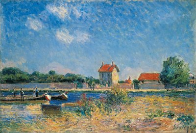 サン・マンムのロワン運河の岸辺 作： Alfred Sisley