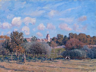 ノワジー・ル・ロワの鐘楼、秋 作： Alfred Sisley