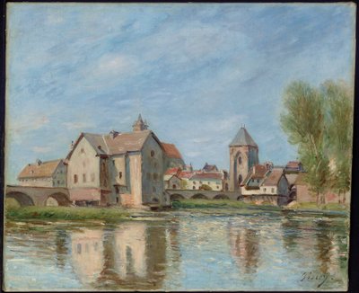 モレシュールロワンの橋とミルズ、1892 作： Alfred Sisley