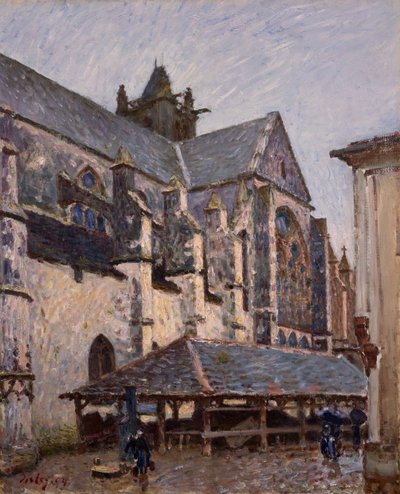 雨の中のモレの教会、1894年。 作： Alfred Sisley