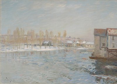 The Loing and the Mills of Moret、Snow Effect、1891 作： Alfred Sisley