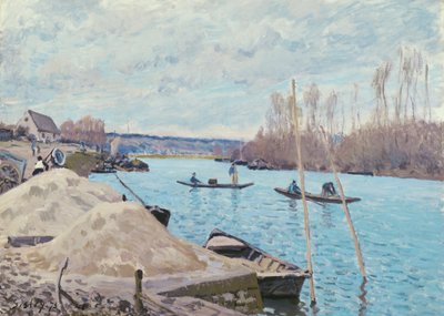 ポルト・マリーのセーヌ川、砂の山 作： Alfred Sisley