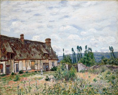 放棄されたわらぶき屋根のコテージ、1894年 作： Alfred Sisley