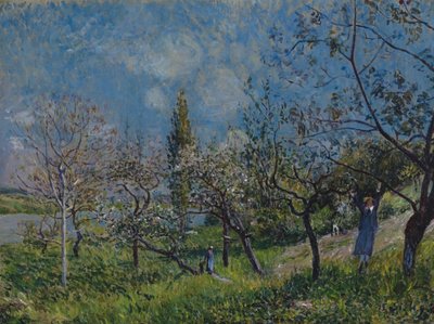 春の果樹園 作： Alfred Sisley