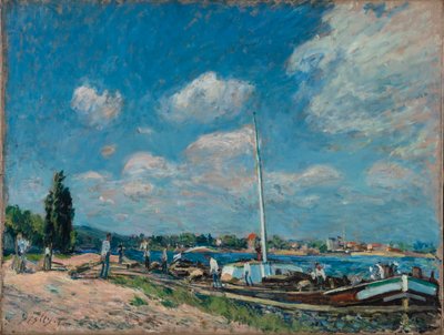 1877 年、ビヤンクールでバージを降ろす。 作： Alfred Sisley