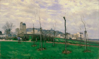シテデフルールからのモンマルトルの眺め、1869 作： Alfred Sisley