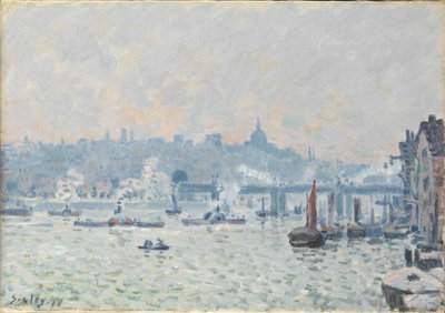 テムズの眺め：チャリングクロスブリッジ、1874年 作： Alfred Sisley