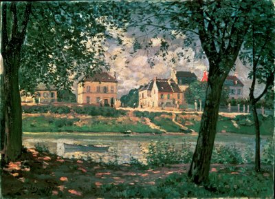 セーヌ河畔の村（キャンバスペインティング） 作： Alfred Sisley