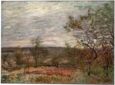 ベヌーでの風の強い日、1882年。 作： Alfred Sisley