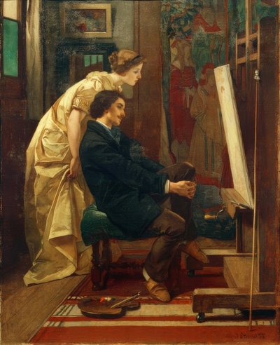 A.スティーブンス、画家と彼のモデル 作： Alfred Emile Stevens