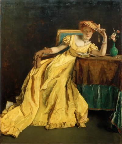 スティーブンス、黄色の女性 作： Alfred Emile Stevens