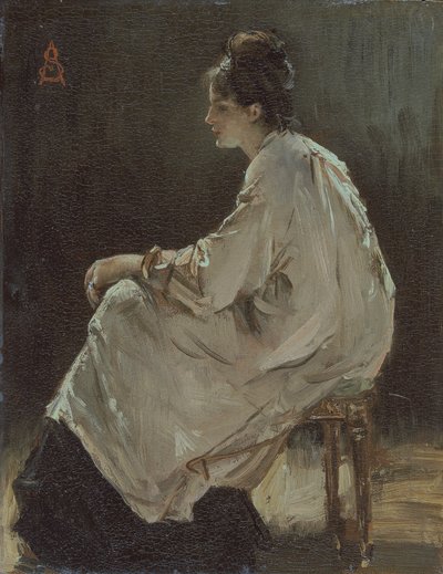 座っている少女」1843-1906年 作： Alfred Emile Stevens