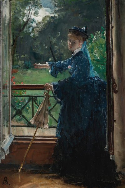 バルコニーの女性。 作： Alfred Emile Stevens