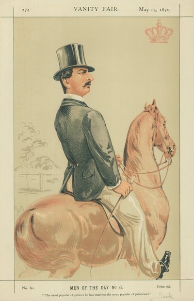 HSH The Duke of Teck、彼が結婚した王子の中で最も人気のある王女、1870年5月14日、バニティフェアの漫画 作： Alfred Thompson