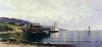 ザ・ランディング、ベイリー島、メイン州、1907年頃（キャンバスに油彩） 作： Alfred Thompson Bricher