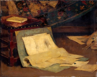 アティストのアトリエの一角、1849～1924年。 作： Alfred Verhaeren