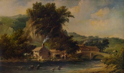 「ダービーシャー州ダブデールの情景」、1836 年、1938 年 作： Alfred Vickers