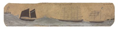 港に近づくラガーと2隻の小型帆船 1855-1942年頃 （油彩・鉛筆・カード） 作： Alfred Wallis