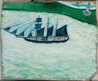 船と灯台、1925年頃（船内の油） 作： Alfred Wallis
