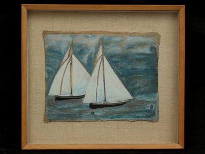 2つの帆船、c.1930 作： Alfred Wallis