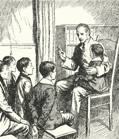 チャールズジョージゴードン将軍がグレイブセンドでぼろぼろの少年たちに英語史の物語を語る 作： Alfred Wallis Mills