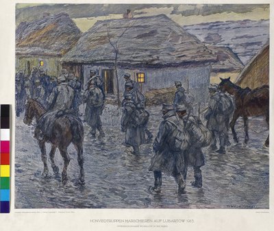 1915年、ルバルトフを行進するホンヴェド軍（プリント） 作： Alfred Wesemann