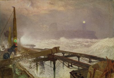 ブルーライト、テインマスピア-夕暮れ時のランプの照明、1868年（トイレ、ボディカラー、紙に傷） 作： Alfred William Hunt