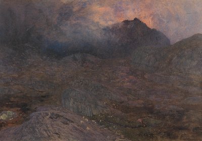 Cwn Trifaen、c.1857（ボディカラーとスクラッチアウトのあるトイレ） 作： Alfred William Hunt