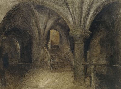 ルクリプテドゥラクロン、モンサンミシェル、c。 1876（黒、白、茶色のチョークにグラファイトの上にインクを塗ったもの） 作： Alfred William Hunt