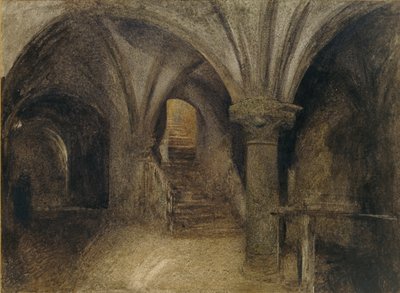 モン・サン・ミッシェル、アクイロンの地下聖堂、c1876 作： Alfred William Hunt