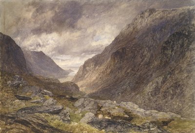 スランベリス峠、1853年（紙に水彩） 作： Alfred William Hunt