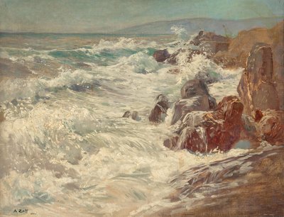 ネルヴィの海岸でサーフィン 作： Alfred Zoff