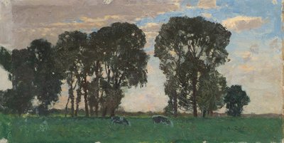 ランゲンプライシング、大きな木々が生い茂る牛の牧草地 作： Alfred Zoff