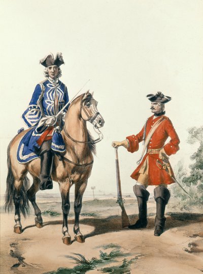D.ノワールモンによって刻まれた1724年の州警察の元帥と軍警察のメンバー 作： Alfred de after Marbot