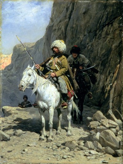 チェルケス人のパトロール、1885年頃（船内の油） 作： Alfred von Wierusz Kowalski
