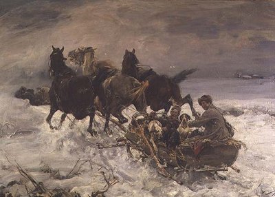 馬のそりに乗ったフィギュア 作： Alfred von Wierusz Kowalski