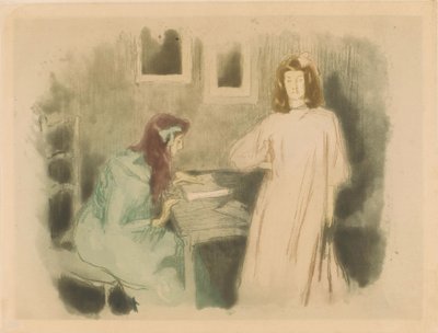 インテリアの 2 人の女の子 作： Alfredo Müller (signed by artist)