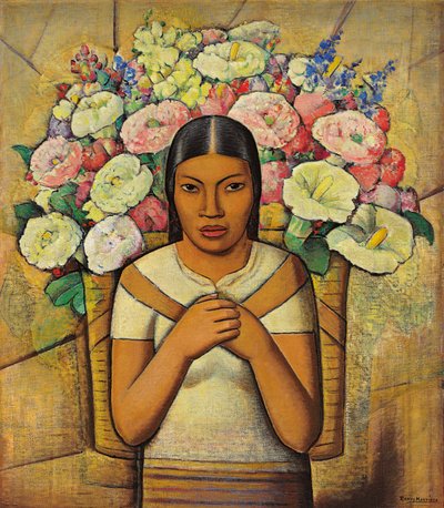 花売り; 花売り、1934年頃（キャンバスに油彩） 作： Alfredo Ramos Martinez
