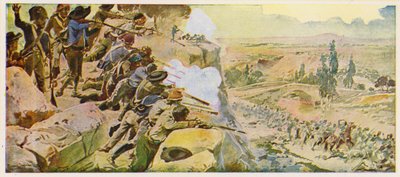 半島戦争のポルトガル人ゲリラ（カラーリトグラフ） 作： Alfredo Roque Gameiro