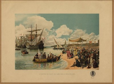 ヴァスコ・ダ・ガマのインド到着、c. 1900年 作： Alfredo Roque Gameiro