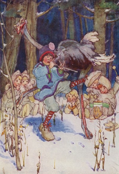 ちょっぴりダチョウと楽しそうに踊っていました（カラーリソ） 作： Alice Bolingbroke (after) Woodward