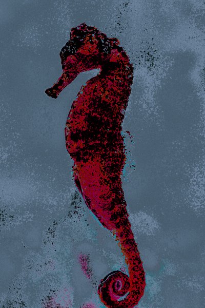 タツノオトシゴ、2018年（手描きリペイント写真） 作： Alice Gur-Arie