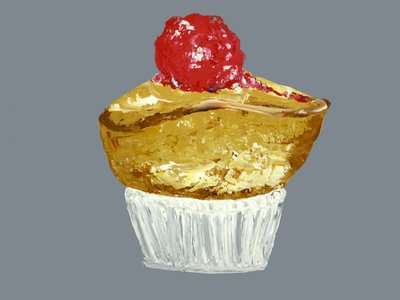 ゴールデンチェリーカップケーキ 作： Alice Straker