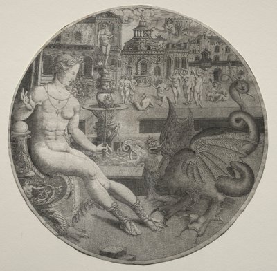 裸の女性とドラゴン、1523年。 作： Allaert Claesz