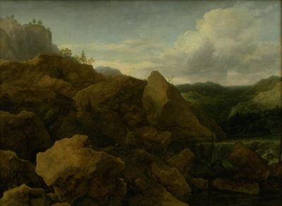 滝のある山の風景 作： Allaert van Everdingen