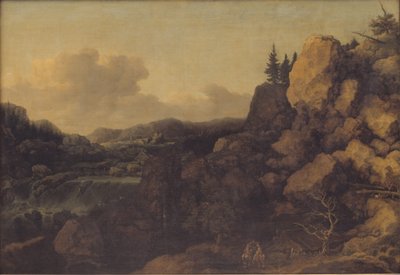 前景に数人の騎手がいる山の風景 作： Allaert van Everdingen