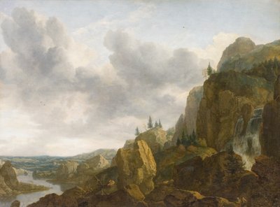 滝のある北部の山の風景 作： Allaert van Everdingen