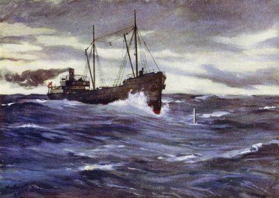 ドイツの潜水艦に衝突しようとしているコリアー ソーディス 作： Allan (after) Stewart